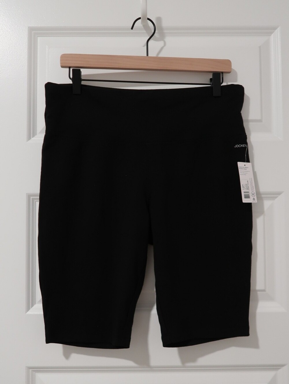 NWT Jockey Women's Black Stretch Jersey Power Mesh High Rise Waist Short XL